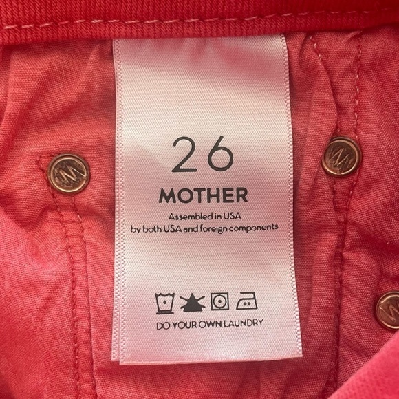 MOTHER Looker Ankle Fray Jeans Firecracker Red Distressed Women’s Size 26 - Picture 7 of 14